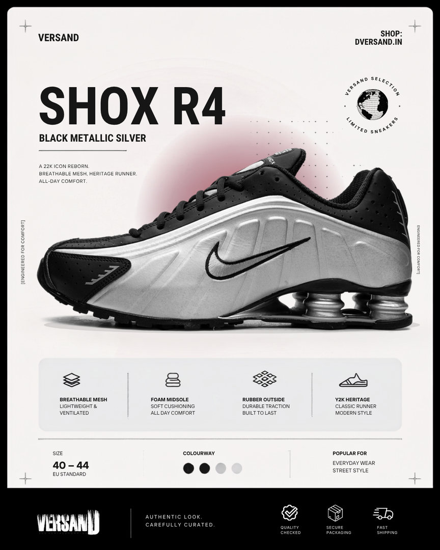 Shox R4 Black Metallic Silver
