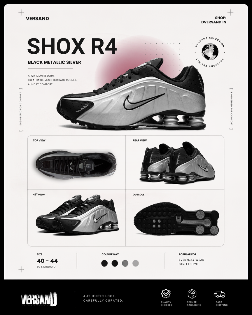 Shox R4 Black Metallic Silver